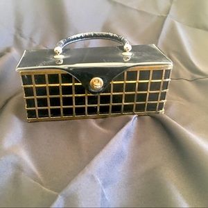 Vintage Brass & Patent Leather Box Handbag